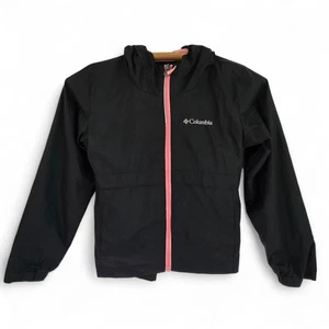 Columbia Girls Black & Pink Hooded Jacket Fleece Lining Zipper Pockets Size S - Picture 1 of 12