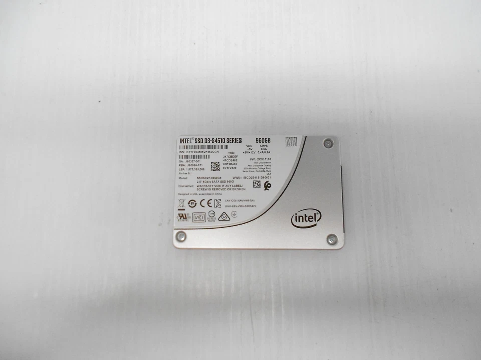 Dell X31G3 Intel 960GB D3-S4610 2.5" 6G SATA SSD Server Drive SSDSC2KG960G8R 1TB - Image 1 of 1