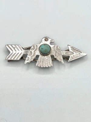 Vintage Fred Harvey Era Thunderbird Arrow Hair Barrette | Turquoise | NS - Image 1 of 4