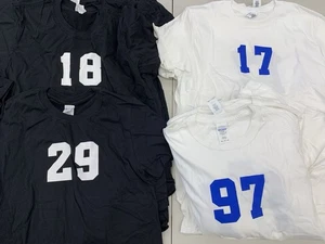 Gildan Soft Style Erwachsene XS S M L XL Nummer Jersey T-Shirts weiß schwarz Team Set - Bild 1 von 7