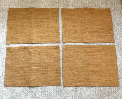 Crate & Barrel Placemat Grasscloth Set of 4 Golden Yellow All Cotton 19x13" Fall - Image 1 of 3