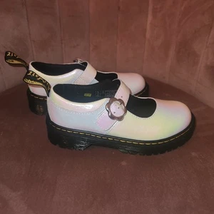 Dr. Martens Mary Jane Bex Pearl Iridescent Shoes Floral Buckle Youth Size 13 - Picture 1 of 6