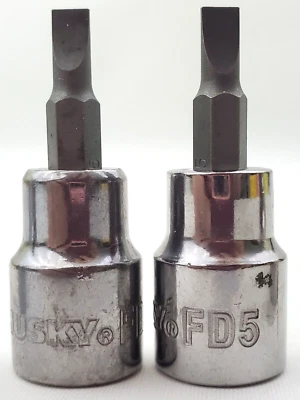 Lot of 2 Husky FD5 Slotted 5 mm Bit Sockets 3/8" Drive - Image 1 of 4