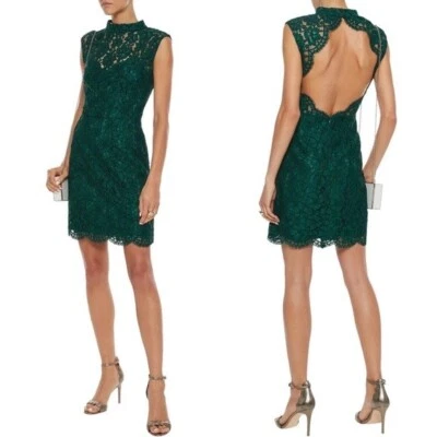 NWT Sandro Paris Romie Lace Mini Dress Mock Neck Open Back Green Sz 1 - Image 1 of 4