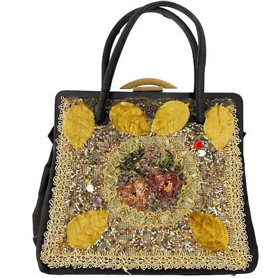 Bolso de mano vintage Veldore of Houston adornado cuentas de terciopelo bolso de punta de aguja Foto 1 de 4