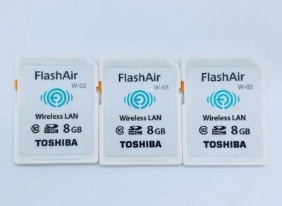 TOSHIBA FlashAir Wifi SD-Card 8GB Lot of 3 W-03 Photo Transfer to iPhone/Android - Image 1 of 3