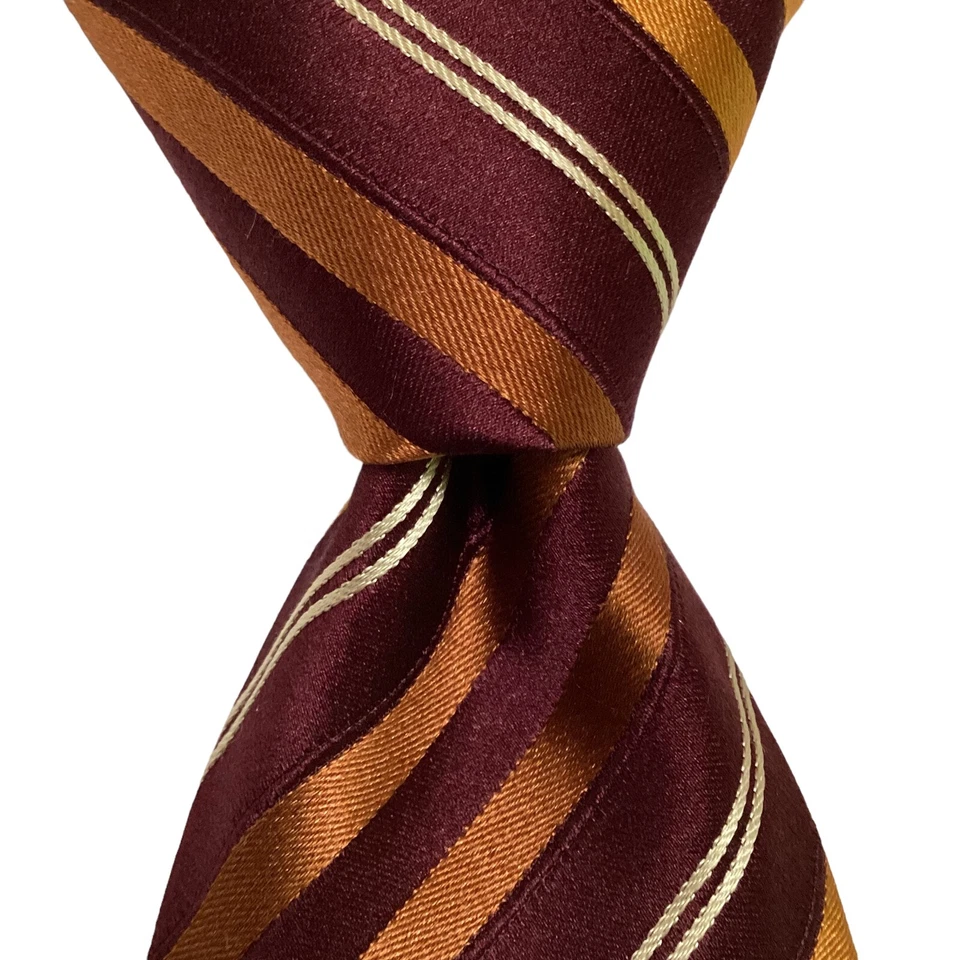 Corbata para hombre DANIEL MILANO 100 % seda diseñador ITALIA RAYAS borgoña/naranja usada en excelente estado Foto 1 de 3