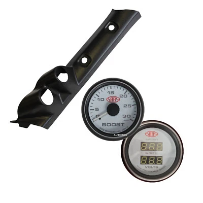 Pillar Pod w/ White Diesel Boost & Dual Volts Gauge Suits Nissan GU Patrol 1997- - Image 1 of 4