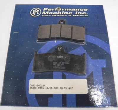PERF MACHINE INC BRAKE PADS 0051-1602SA 1995 & UP HARLEY HD 112x6 V33-44G - Image 1 of 3