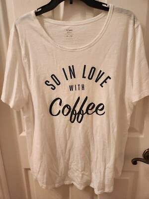 Womens T-Shirt Old Navy White So In Love With Coffee XL NWOT - Image 1 of 4