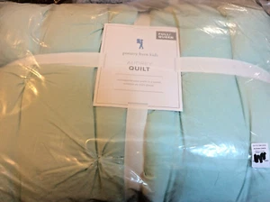 Edredón Pottery Barn Kids Audrey acolchado completo/queen 100 % algodón como nuevo verde aguamarina F/Q - Imagen 1 de 1