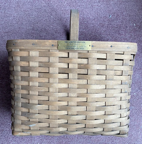 Longaberger 1981 J W Limited Edition Original Bread & Milk Basket Nice S Cover