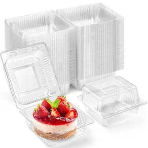 100 Pcs Clear Plastic Hinged Take Out Containers Disposable To Go Containers - Picture 1 of 7