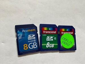 Lot of 3pcx 8gb Transcend Acumem SDHC Memory Card for SDHC Nikon canon cameras