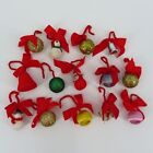 VTG Lot of Red Bow Pipecleaner Hook Spun Silk Bell Christmas Ornaments Retro