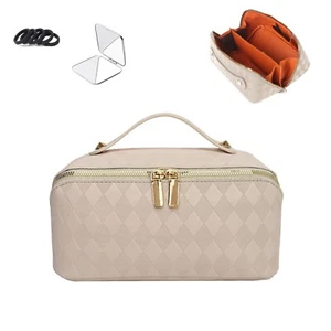 Makeup Bag Travel Cosmetic Bag, Large Capacity, Portable, PU Leather Waterpro... - Picture 1 of 8