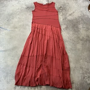 Soft Surroundings Dress Womens Sz M Red Sleeveless Tiered Maxi Bohemian - Picture 1 of 10