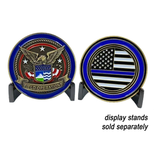 GG-001 CBP Field Operations Challenge Coin Field Ops Thin Blue Line Police Offic - Picture 1 of 2
