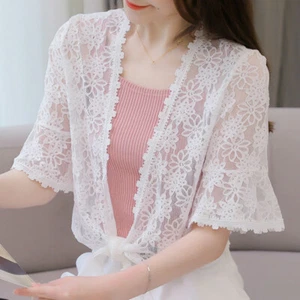 Lady Floral Lace Shrug Flare Short Cardigan Crop Bolero Shawl Jacket Elegant Top - Picture 1 of 15