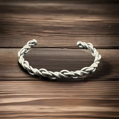 "Brazalete brazalete brazalete de plata de ley maciza 6,5"" trenzado 22,7 gr #6" Foto 1 de 4