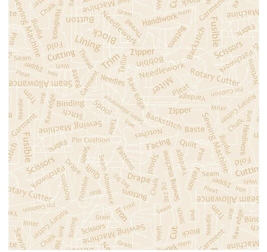 Better Stitch Fabric - Sewing & Apparel Word Toss Cream - Blank YARD - Image 1 of 1