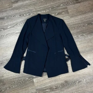 Willi Smith Navy Blue Open Front Bell Sleeve Blazer Size S EUC - Picture 1 of 8