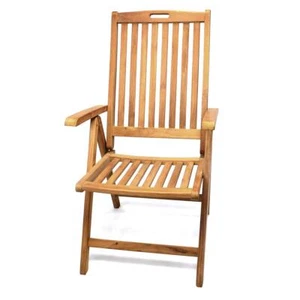 DIVERO Gartenstuhl Klappstuhl Hochlehner mit Armlehnen Teak Holz behandelt - Bild 1 von 7
