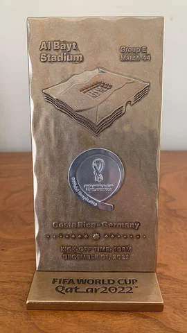 FIFA World Cup Qatar 2022 GERMANY vs COSTA RICA VIP GOLD COLOUR PLAQUE / TROPHY Cover