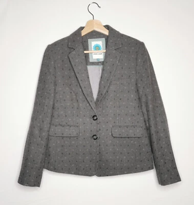 WHITE STUFF Smart Women's Grey Wool Blend Dotted Tweedy Blazer Jacket UK 12. New - Image 1 of 4