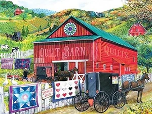 Jigsaw Puzzle Stopping at the Quilt Barn 1000 Piece by SunsOut Eco Friendly - Picture 1 of 3