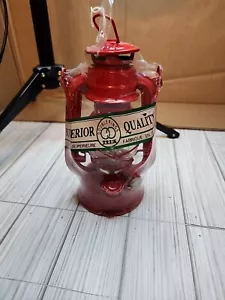 Hurricane Lantern Doublerings Red Metal Kerosene Fueled Camping Light 8 inches - Picture 1 of 7