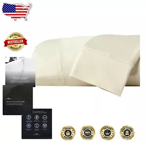Luxury King Size Cooling Pillowcase Set - Ultra-Soft & Moisture-Wicking Ecru - Picture 1 of 9