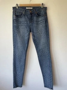 J Brand Vintage Star Print Skinny Stretch Jeans Womens Size 30 x 31 Blue - Picture 1 of 16