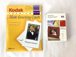 Lot of Kodak Matte Greeting Cards & HP High Gloss Photo Paper with CD Pre-owned - Picture 1 of 5