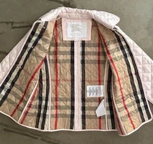 Chaqueta Abrigo Burberry Nova Cuadros Cuadros Diamante Acolchado Rosa Niños Talla 4 - Imagen 1 de 12