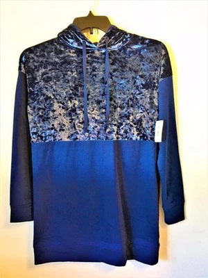 TÚNICA FLIRTITUDE SUDADERA CON CAPUCHA ZAFIRO ATERCIOPELADO CORPIÑO Talla XS-S $42 NUEVA CON ETIQUETAS Foto 1 de 3
