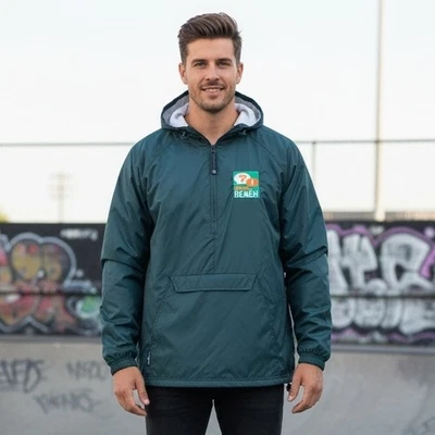 Charles River Jacket Mens M 1/4 Zip Kayak Beach Raincoat Rain Hooded Lined Green - Image 1 of 4