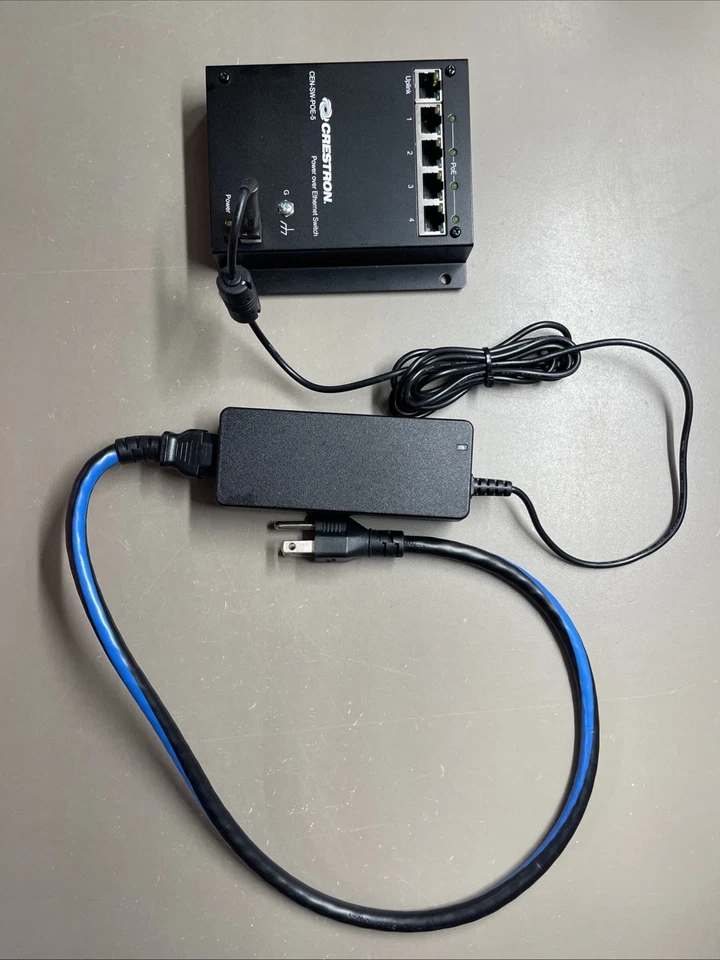 CRESTRON CEN-SW-POE-5 5 PORTS NETWORK SWITCH & ADAPTER - GOOD USED - Image 1 of 1