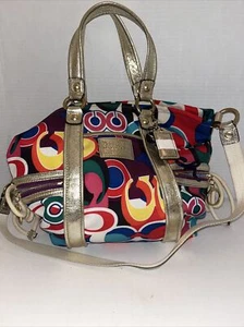 Vintage Y2K Coach 13830 Mohn Signature Spotlight Glam mehrfarbige Schultertasche - Bild 1 von 17