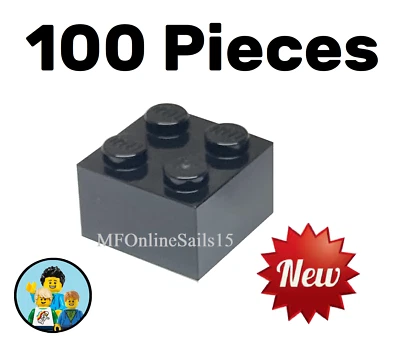 100x NEW LEGO 2x2 Black Bricks Piece # 3003 - BULK large bricks - Image 1 of 4