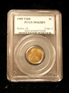 1909 VDB Lincoln Wheat Cent - PCGS MS63BN - Picture 1 of 4