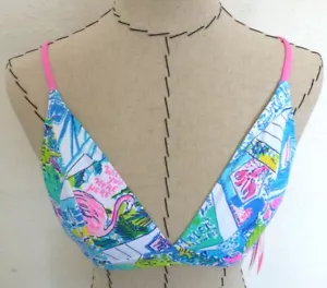 LILLY PULITZER TASI Bikini Top "WISH YOU WERE HERE" Size 6 NWT - Picture 1 of 6