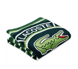 Lacoste Beach /Sheet Towel Large Paris 36"x72” Golf Striped Green Multi Cotton - Picture 1 of 4