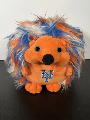 Boneca de pelúcia redonda oficial da liga principal de beisebol NY New York Mets laranja azul ouriço 10" - Imagem 1 de 4