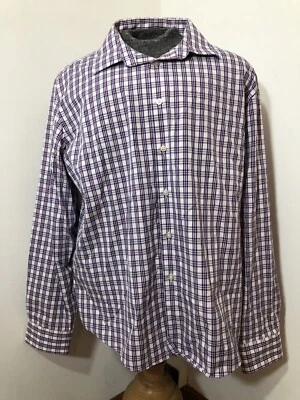 Egara Mens XXL Long Sleeved Plaid Cotton Shirt Button Down Red White Blue - Image 1 of 4