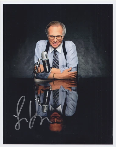 Larry King, American TV and Radio Host, signed 8x10 color photo, VF Cover
