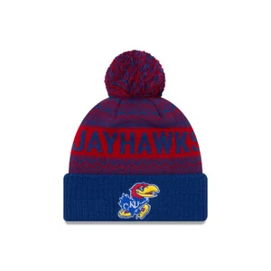 New Era Kansas Jayhawks Adult Wintry Pom 2 Knit Beanie - Picture 1 of 1