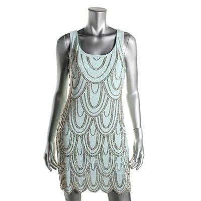 AQUA ~ новом зеленый Джерси зубчатый деко бисером Shift платье 4 новый $248 - Изображение 1 из 4