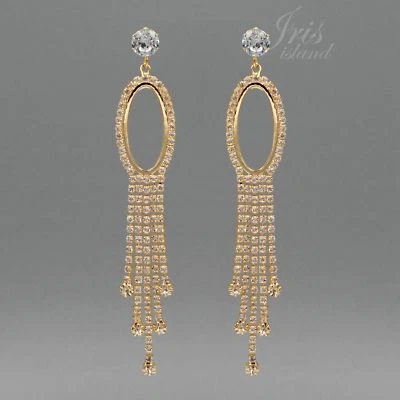 Женщин 18K кубический цирконий CZ кристалл свадьбы падение подвеской кисточки серьги обруч 82 - Изображение 1 из 4