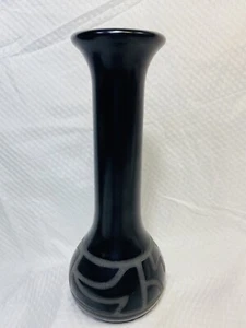 Vintage George Georgene Garrett Black Pottery BudVase Small Southwest Style - Picture 1 of 9